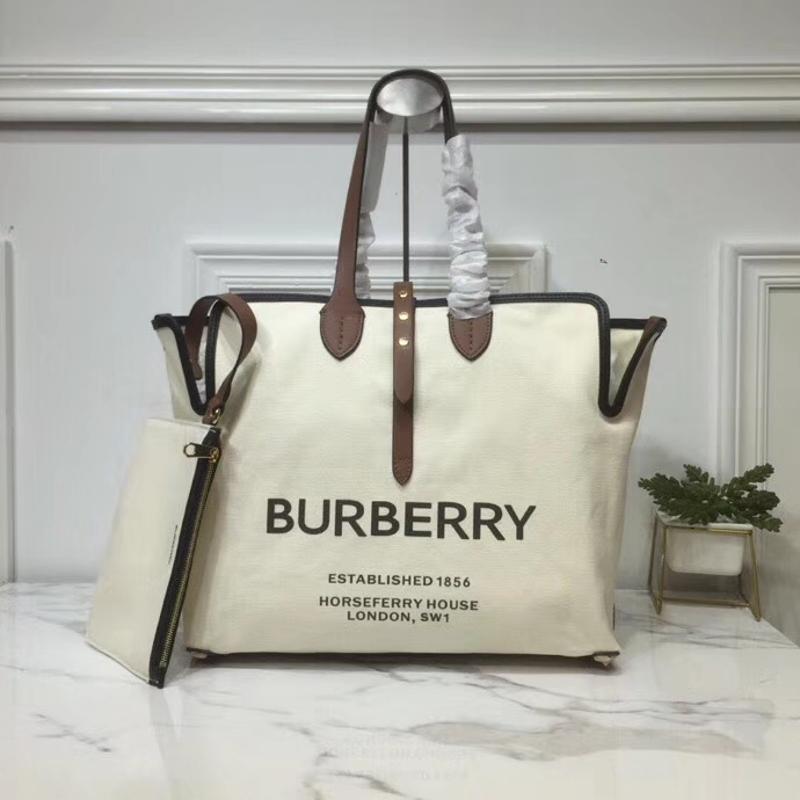 Burberry Handbags 80105881 Canvas White Coffee Skin